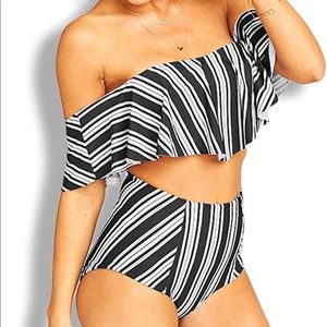 Two piece bathing suit bikini high waist